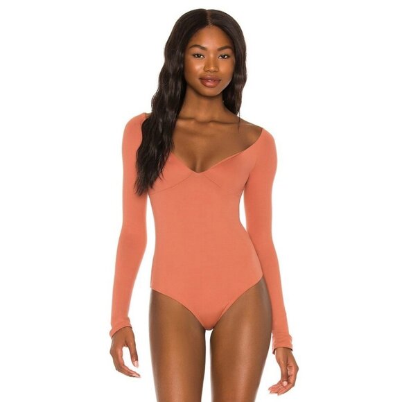 ALIX NYC Jensen Long Sleeve Thong Bodysuit Top in Clay, Size Medium, NWT! - Picture 1 of 14